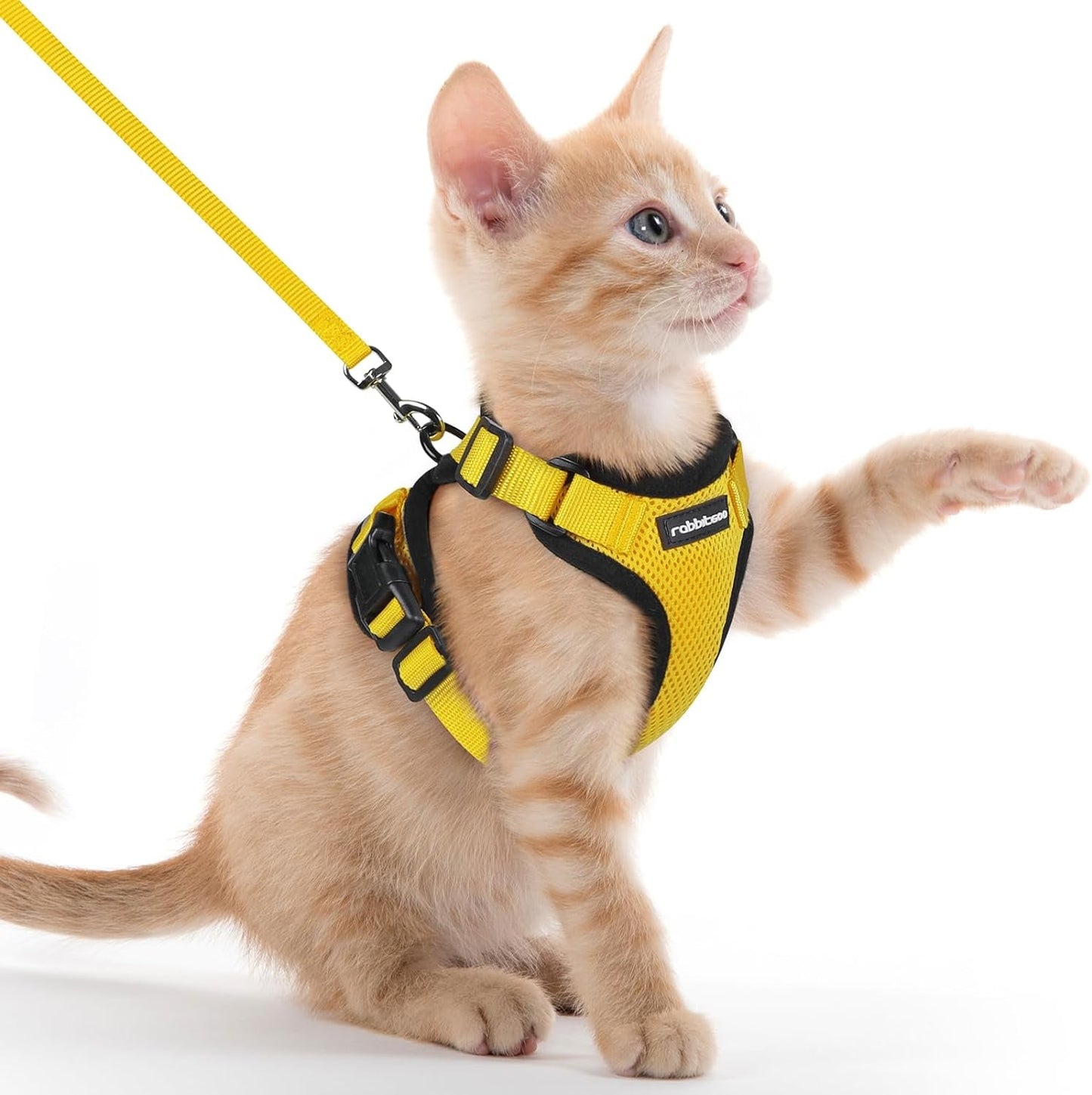 Cat Harness and Leash for Walking, Escape Proof Soft Adjustable Vest Harnesses for Cats, Easy Control Breathable Reflective Strips Jacket, Black, XS