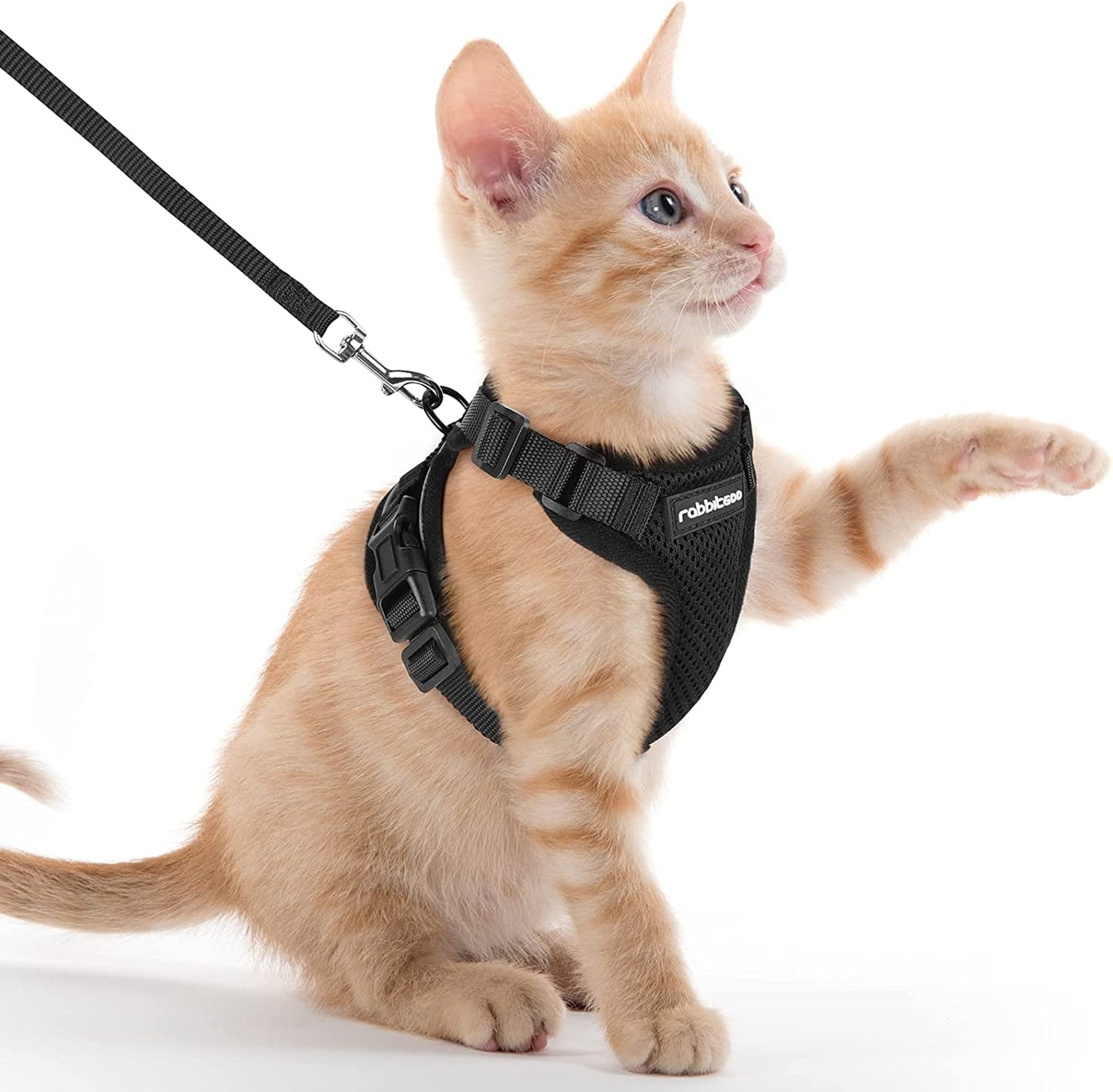 Cat Harness and Leash for Walking, Escape Proof Soft Adjustable Vest Harnesses for Cats, Easy Control Breathable Reflective Strips Jacket, Black, XS