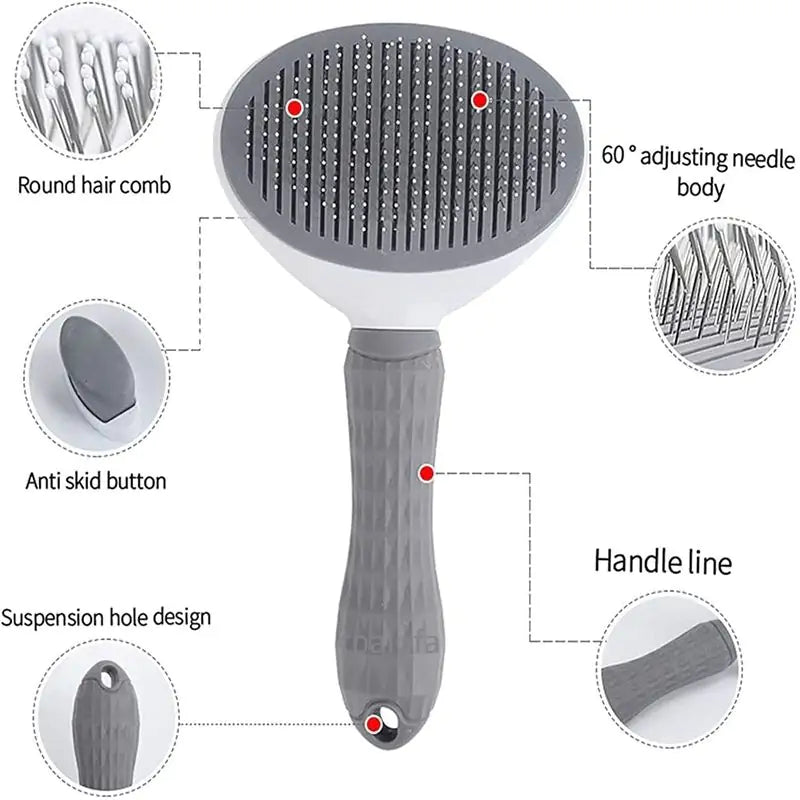 Pet Grooming Brush for Shedding & Tangle-Free Coat