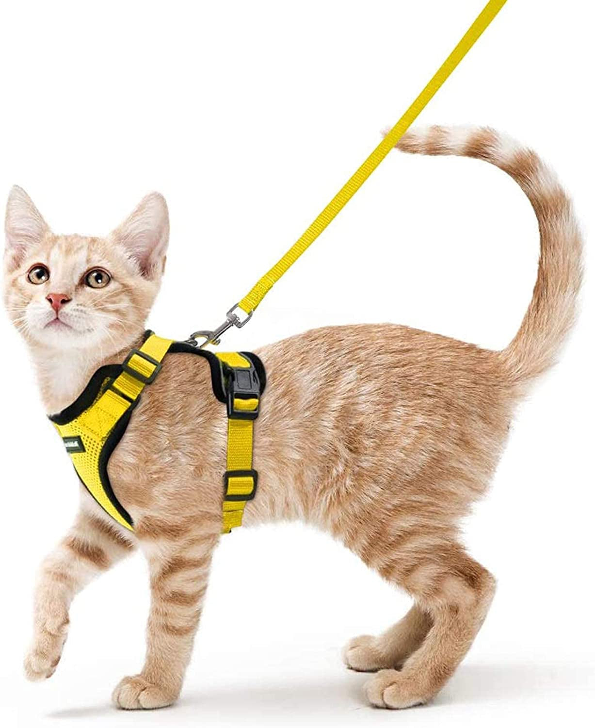 Cat Harness and Leash for Walking, Escape Proof Soft Adjustable Vest Harnesses for Cats, Easy Control Breathable Reflective Strips Jacket, Black, XS