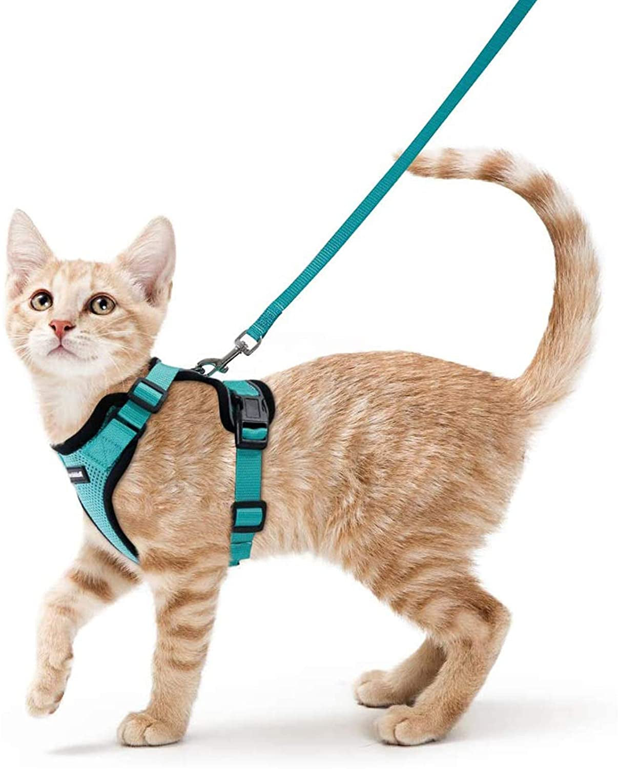 Cat Harness and Leash for Walking, Escape Proof Soft Adjustable Vest Harnesses for Cats, Easy Control Breathable Reflective Strips Jacket, Black, XS