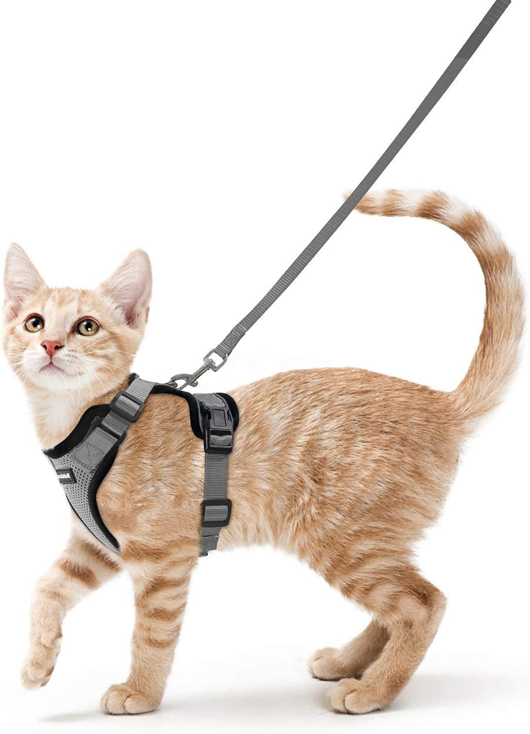 Cat Harness and Leash for Walking, Escape Proof Soft Adjustable Vest Harnesses for Cats, Easy Control Breathable Reflective Strips Jacket, Black, XS