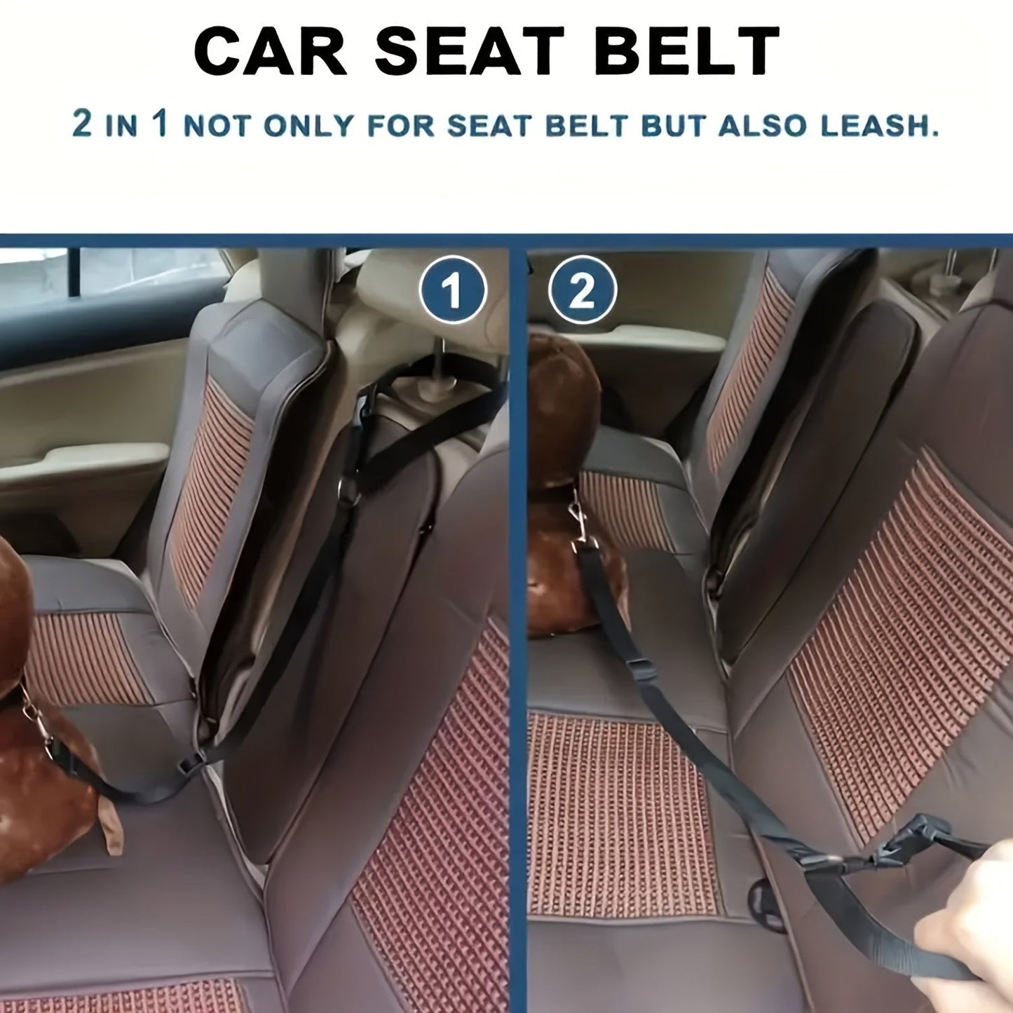 Rear Seat Retractable Pet Car Seat Belts - Vehicle Harnesses for Dogs and Cats - Adjustable Leash for Safe Travel - Keep Your Pet Secured and Comfortable