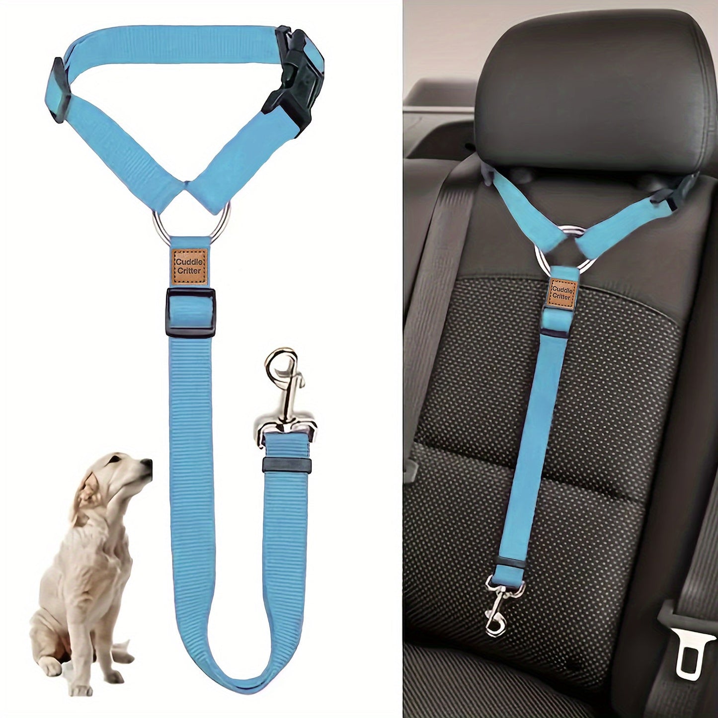 Rear Seat Retractable Pet Car Seat Belts - Vehicle Harnesses for Dogs and Cats - Adjustable Leash for Safe Travel - Keep Your Pet Secured and Comfortable