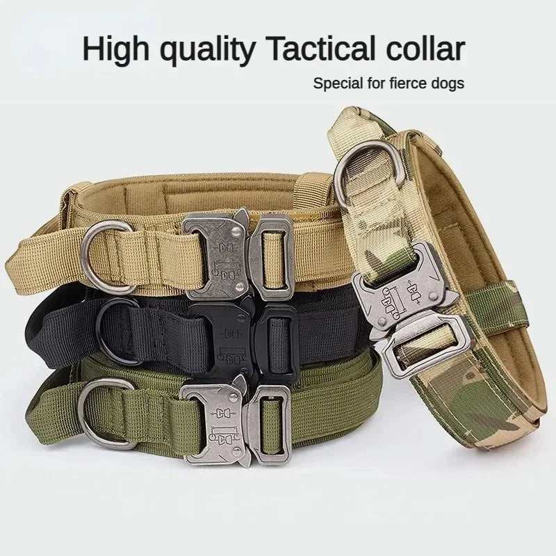 Durable Tactical Dog Collar Leash Set Adjustable Pet Collar Leash Medium Large Dog German Shepherd Training Accessories