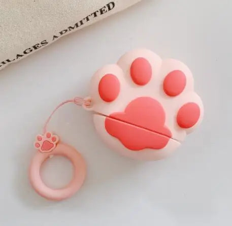 Cute Cartoon Cat Paw Bluetooth Earphone Case