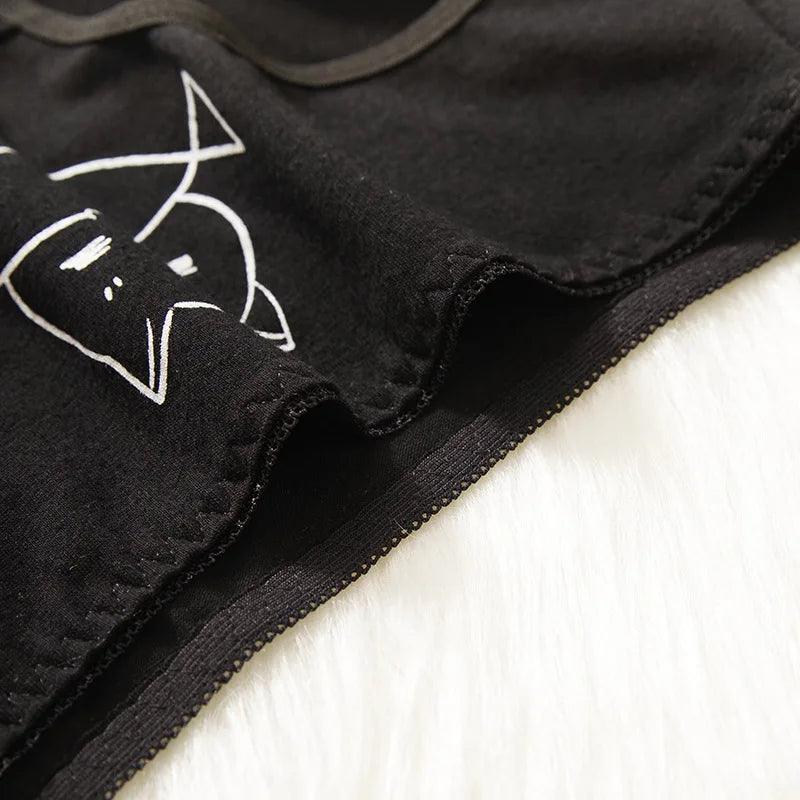 Cotton Cat Print Panties Set: Daily Comfort with Cartoon Style