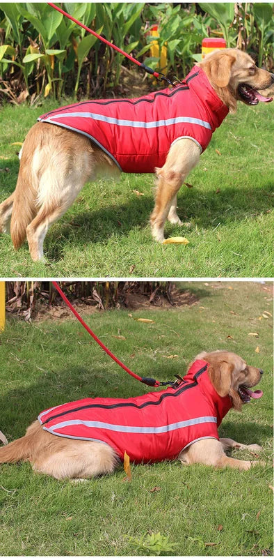 Waterproof Dog Clothes for Large Dogs Winter Warm Big Dog Jackets Padded Fleece Pet Coat Safety Reflective Design Dog Clothing