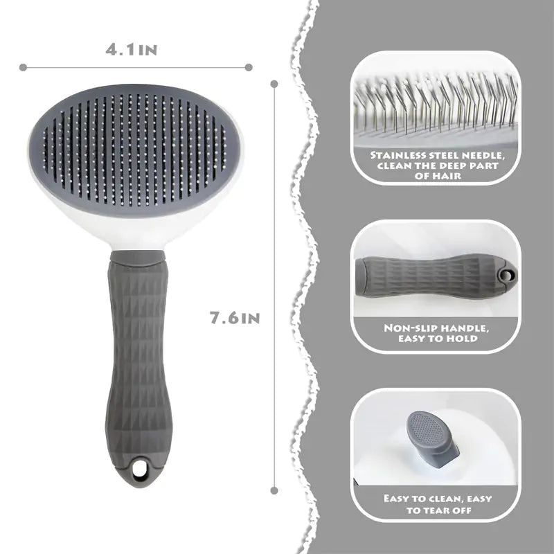 Pet Grooming Brush for Shedding & Tangle-Free Coat