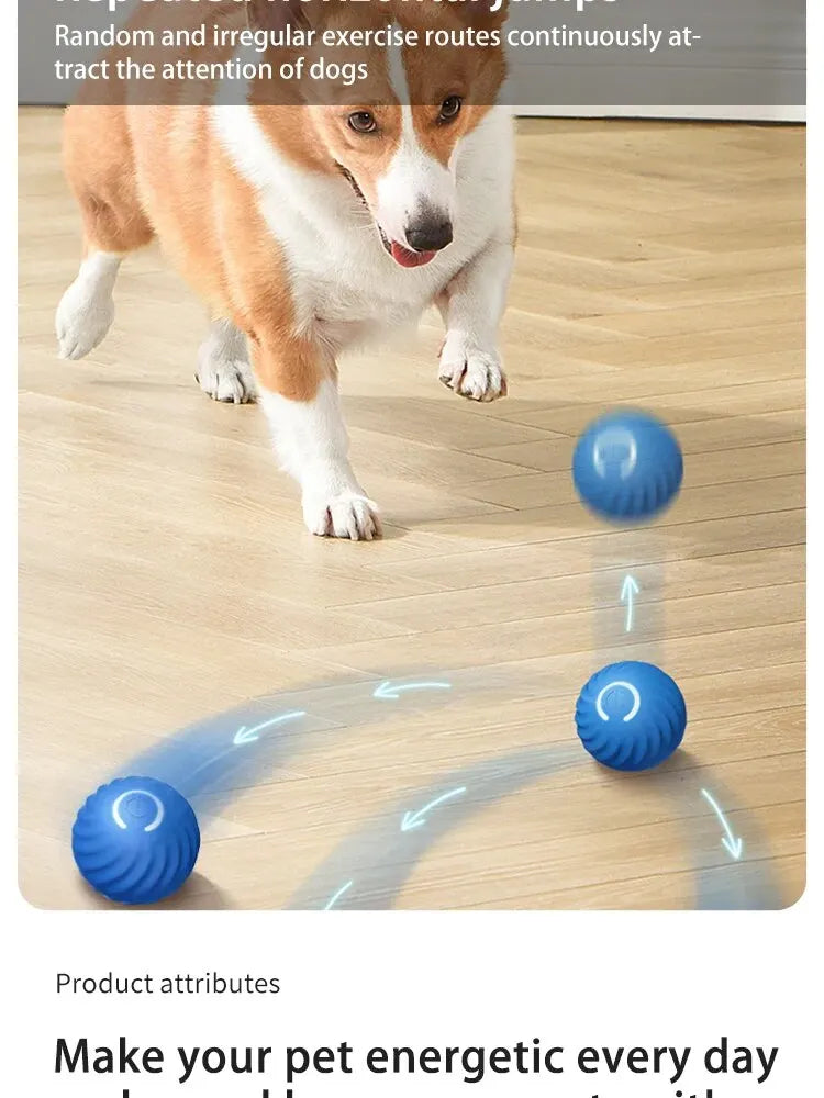 Dog Toys Intelligent Gravity Jump Ball Rechargeable Bite-Resistant Rolling Ball Cat And Dog Chase Interactive Pet Toys