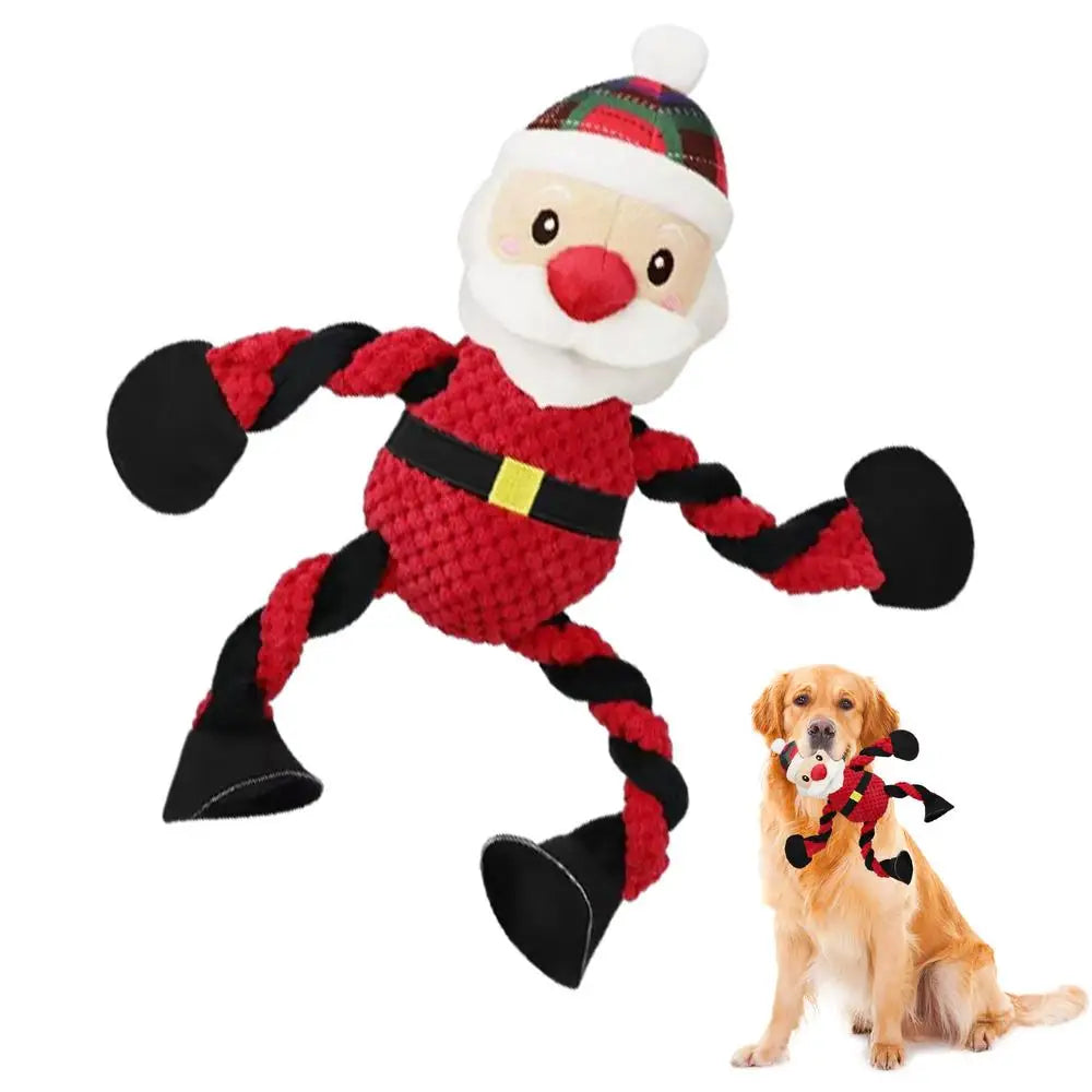 Christmas Squeaky Plush Dog Chew Toy - Holiday Treat Toy for Small Dogs & Cats