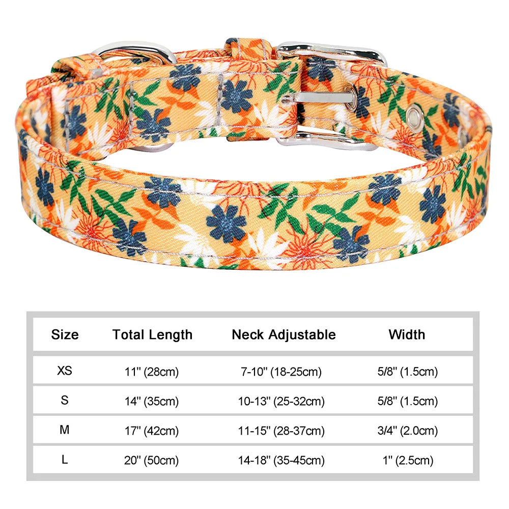 12 Styles Nylon Floral Printed Dog Collar Bohemian Small Puppy Cat Collars Adjustable Chihuahua Collar Pet Supplies Accessories