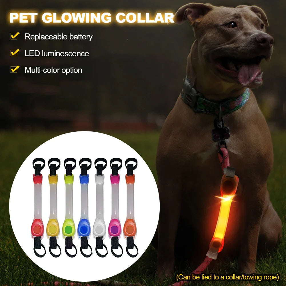 Dog Anti Lost Safety Glowing Collar Outdoor Waterproof Warning LED Flashing Light Strip for Pet Leash Harness Dog Accessories