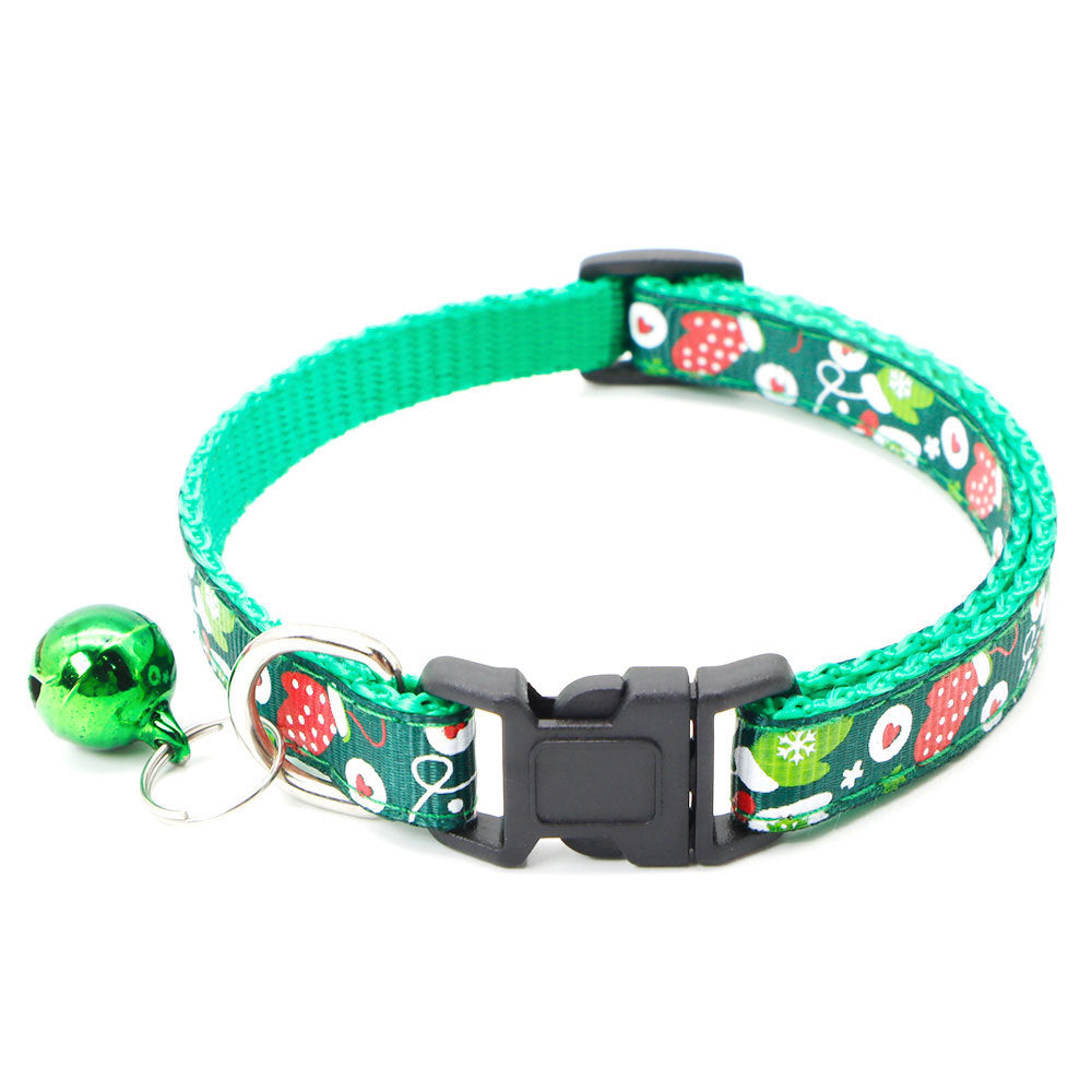 1pc Pet Collars Delicate Safety Casual Nylon Dog Collar with Bell Chrismas Neck Strap Fashion Adjustable Pet Cat Dog Collar