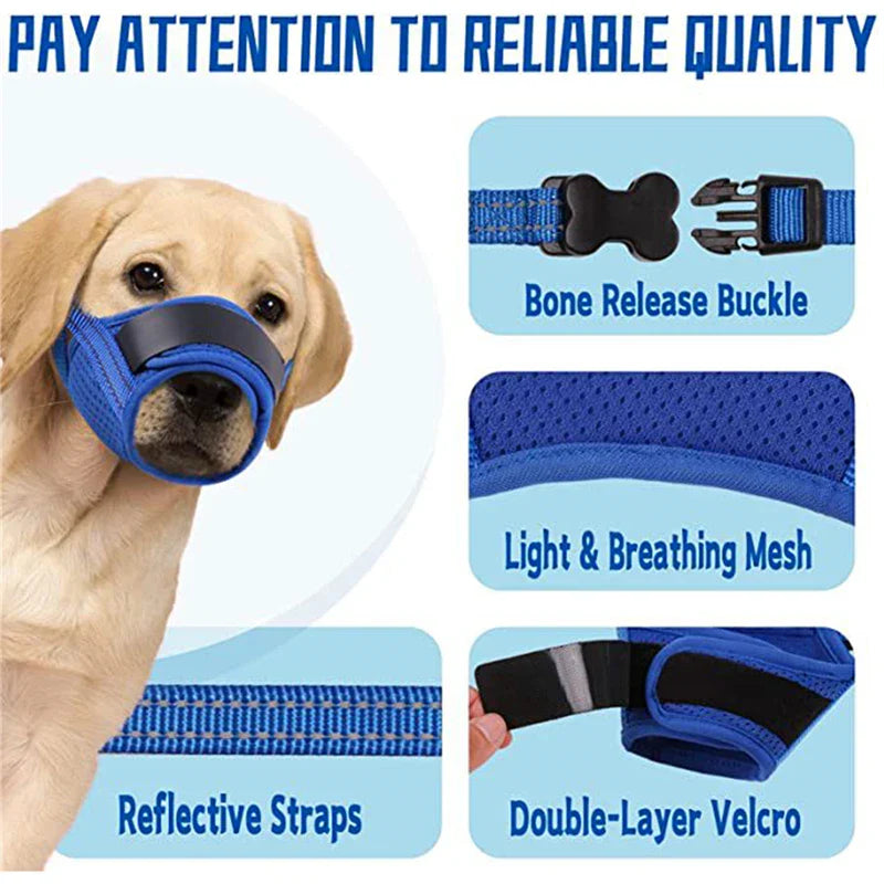 Pet Muzzle Dog Muzzle Anti Biting Barking and Chewing, with Comfortable Mesh Soft Fabric and Adjustable Strap