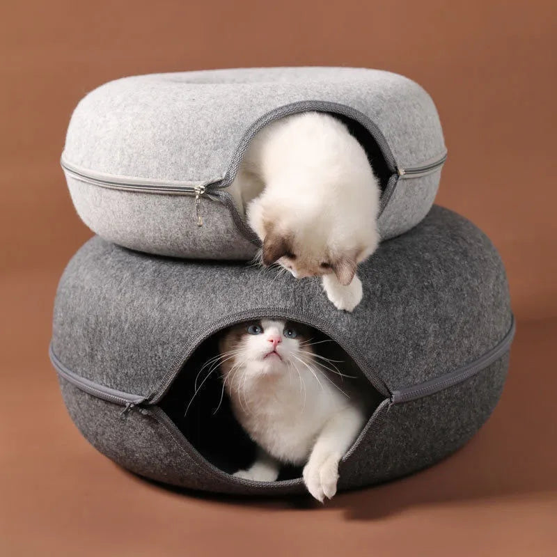 Cozy Donut Cat Bed & Tunnel