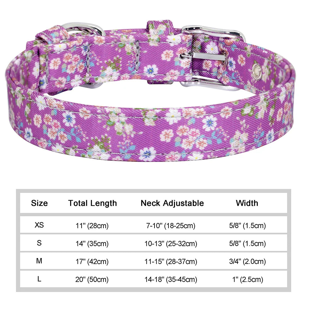 12 Styles Nylon Floral Printed Dog Collar Bohemian Small Puppy Cat Collars Adjustable Chihuahua Collar Pet Supplies Accessories