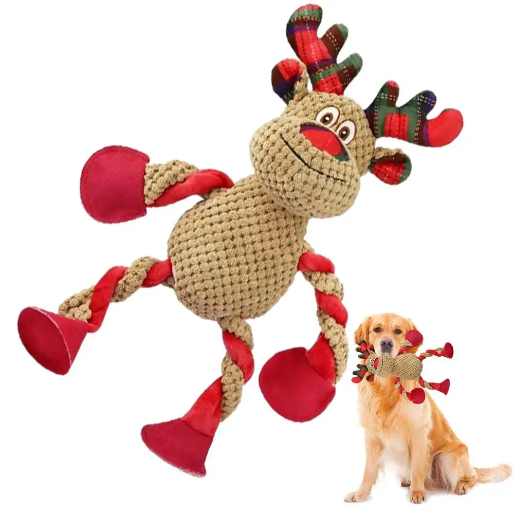 Christmas Squeaky Plush Dog Chew Toy - Holiday Treat Toy for Small Dogs & Cats