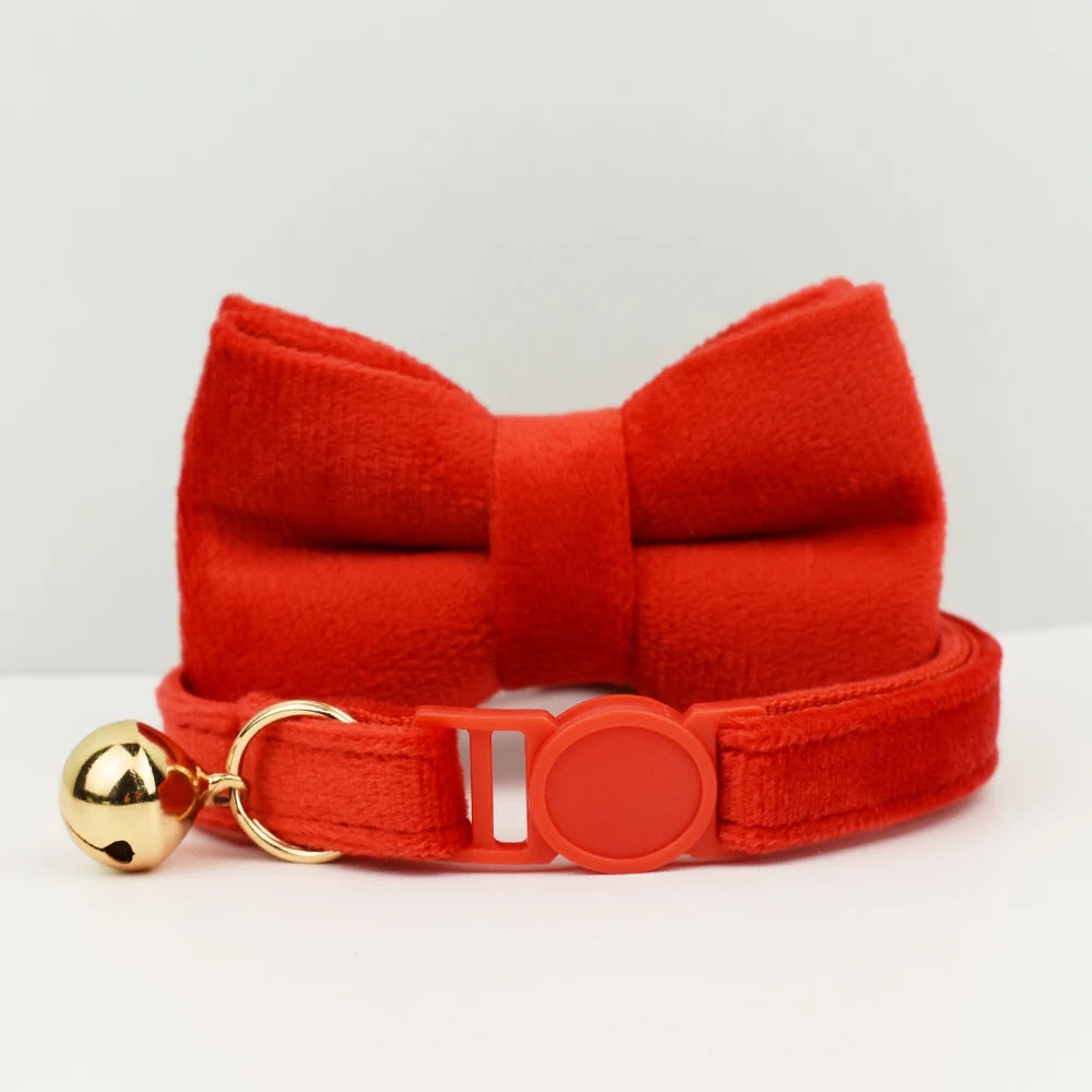 Cat Collar Bowknot Adjustable Safety  pet collar Velvet cat collar Prevent cats from choking