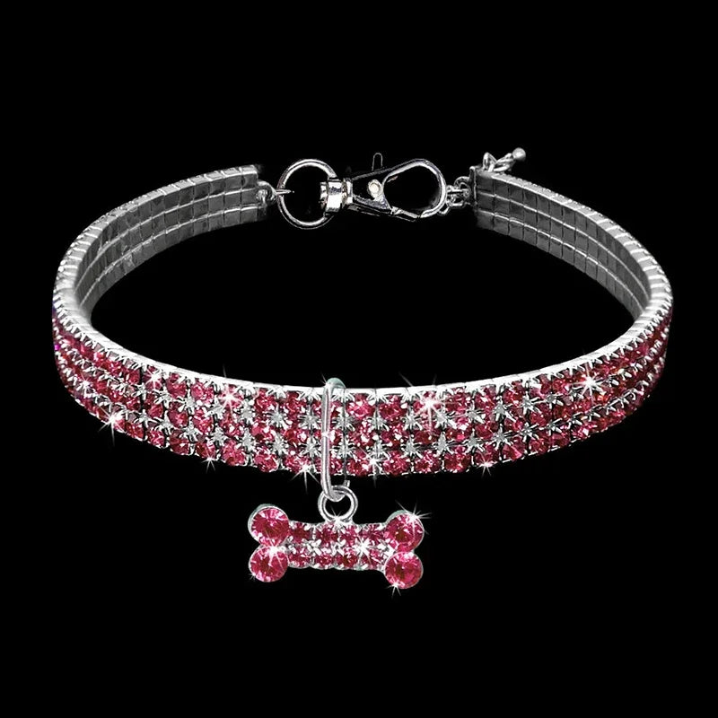 Bling Crystal Dog Collar Diamond Puppy Pet Shiny Full Rhinestone Necklace Collar Collars For Pet Little Dogs Supplies S/M/L