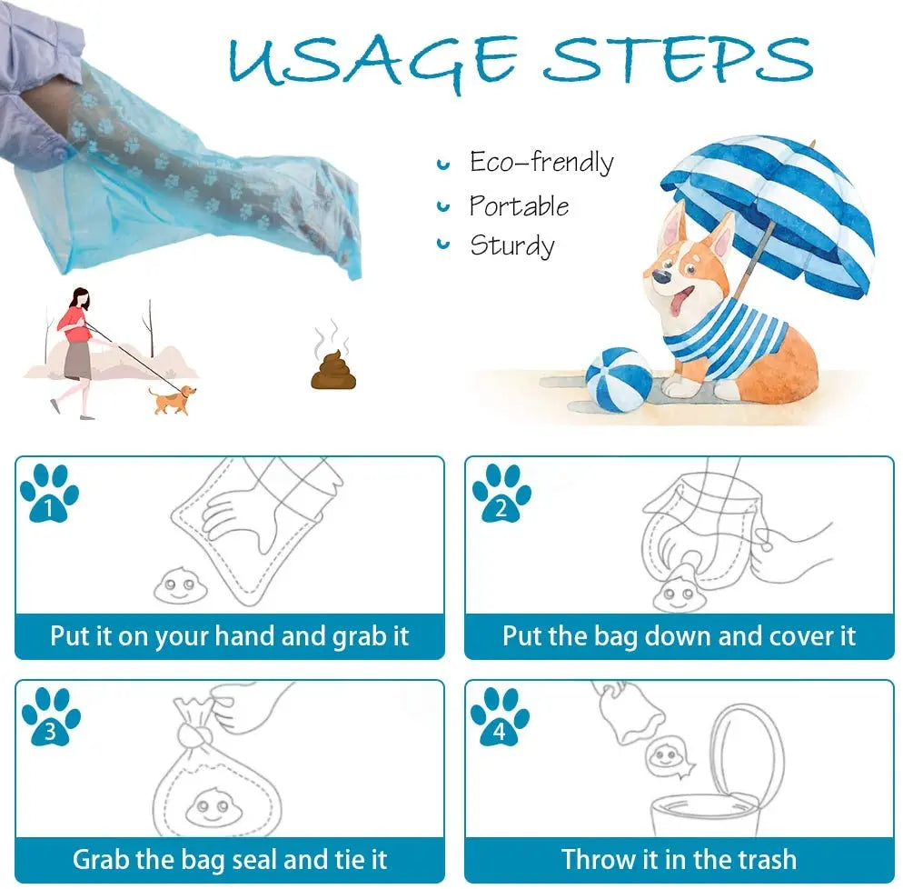 Pet Poop Bag Solid Color Printed Pet Garbage Bag Clean Poop Bag Dog Walking Portable Poop Bag For Dogs Litter and Housewife Bags