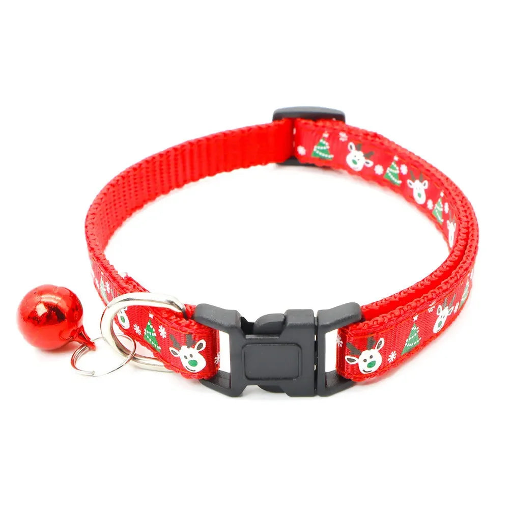 1pc Pet Collars Delicate Safety Casual Nylon Dog Collar with Bell Chrismas Neck Strap Fashion Adjustable Pet Cat Dog Collar