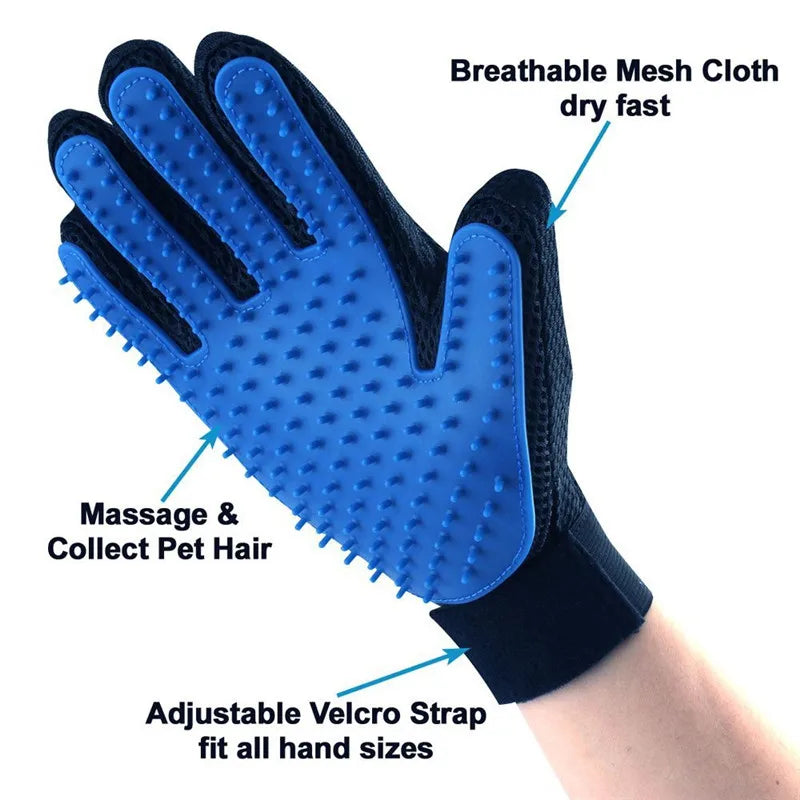 DualPet Pet Grooming Glove for Dog Cats Glove Pet Hair Deshedding Brush Comb Glove Pet Dog Cleaning Massage Glove Accessories