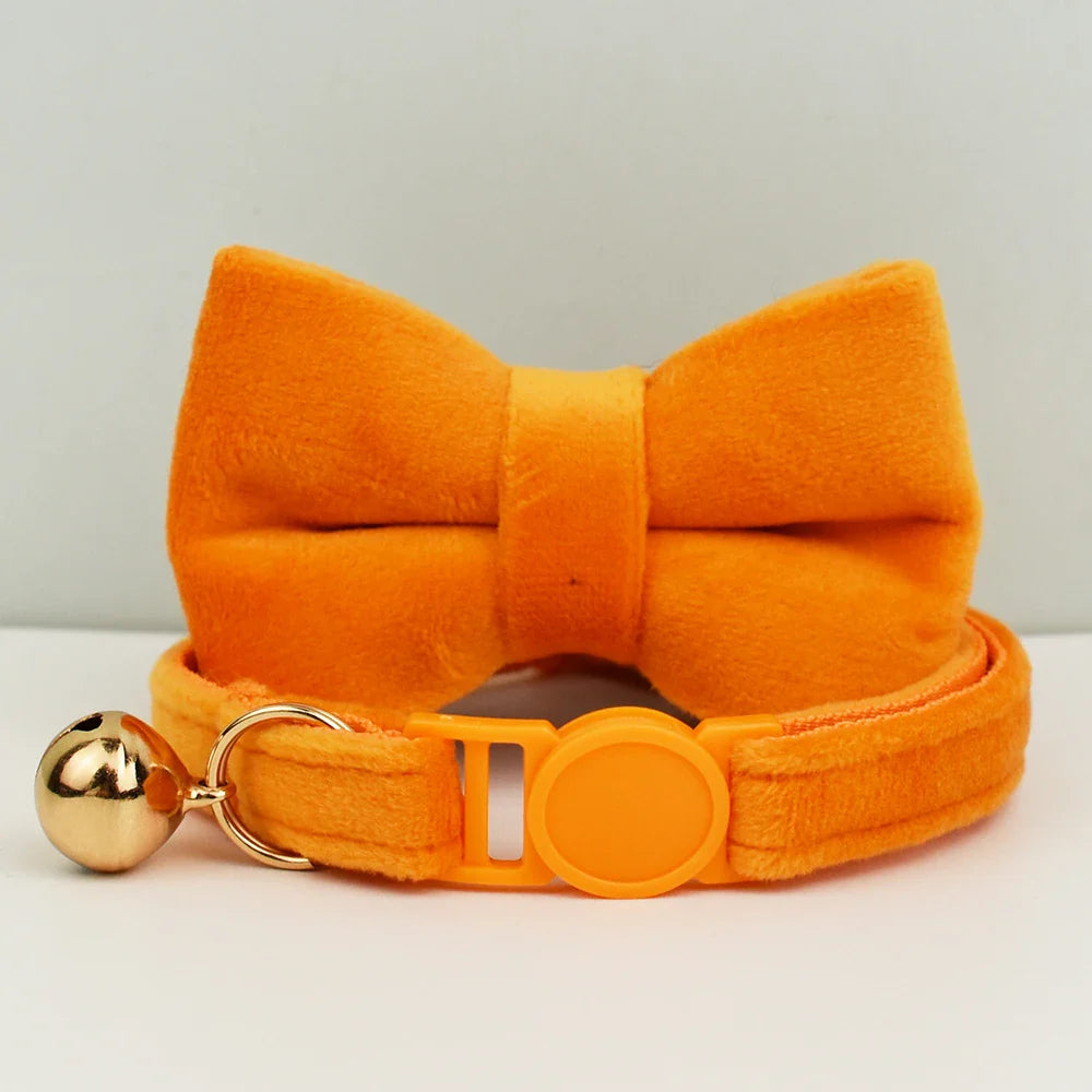 Cat Collar Bowknot Adjustable Safety  pet collar Velvet cat collar Prevent cats from choking