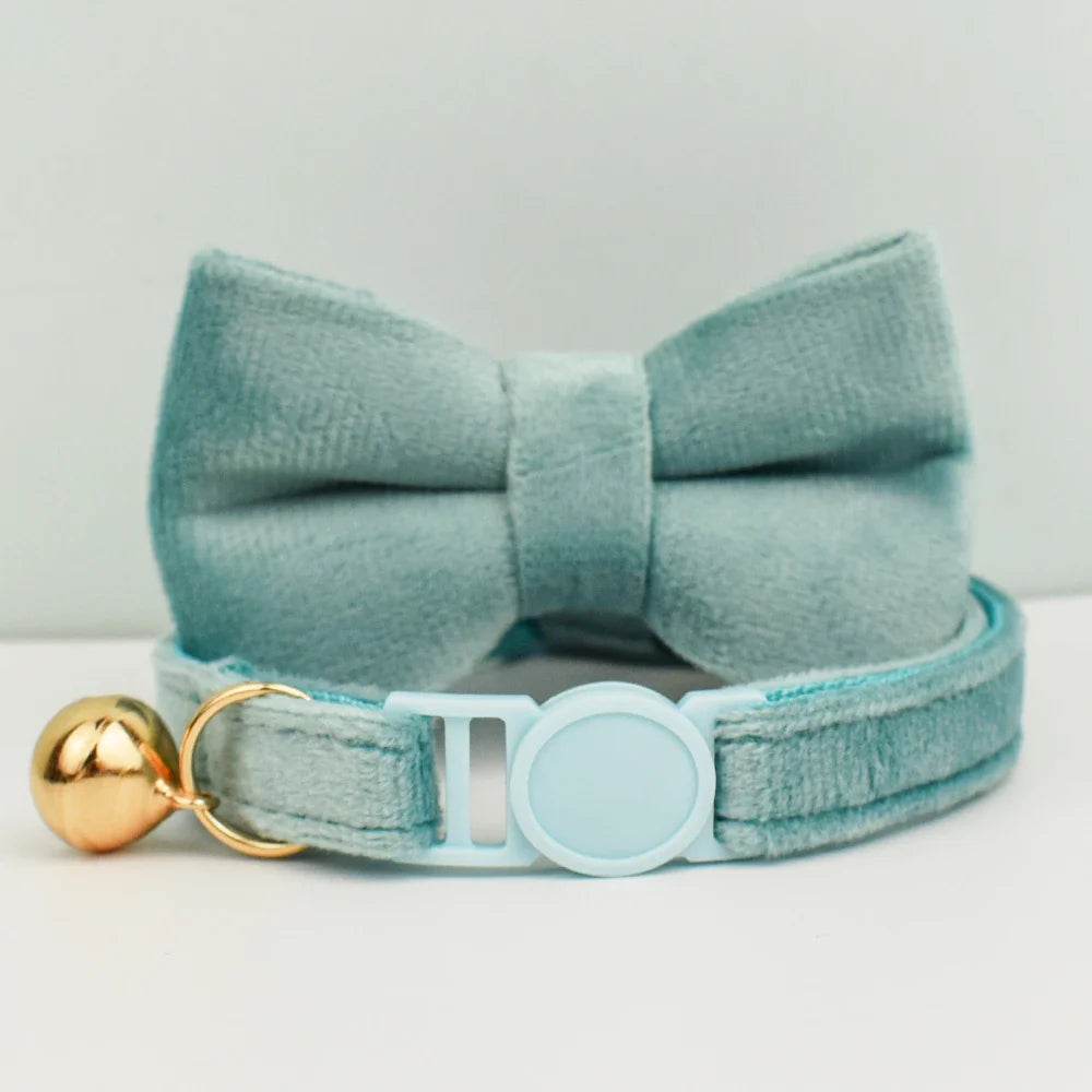 Cat Collar Bowknot Adjustable Safety  pet collar Velvet cat collar Prevent cats from choking