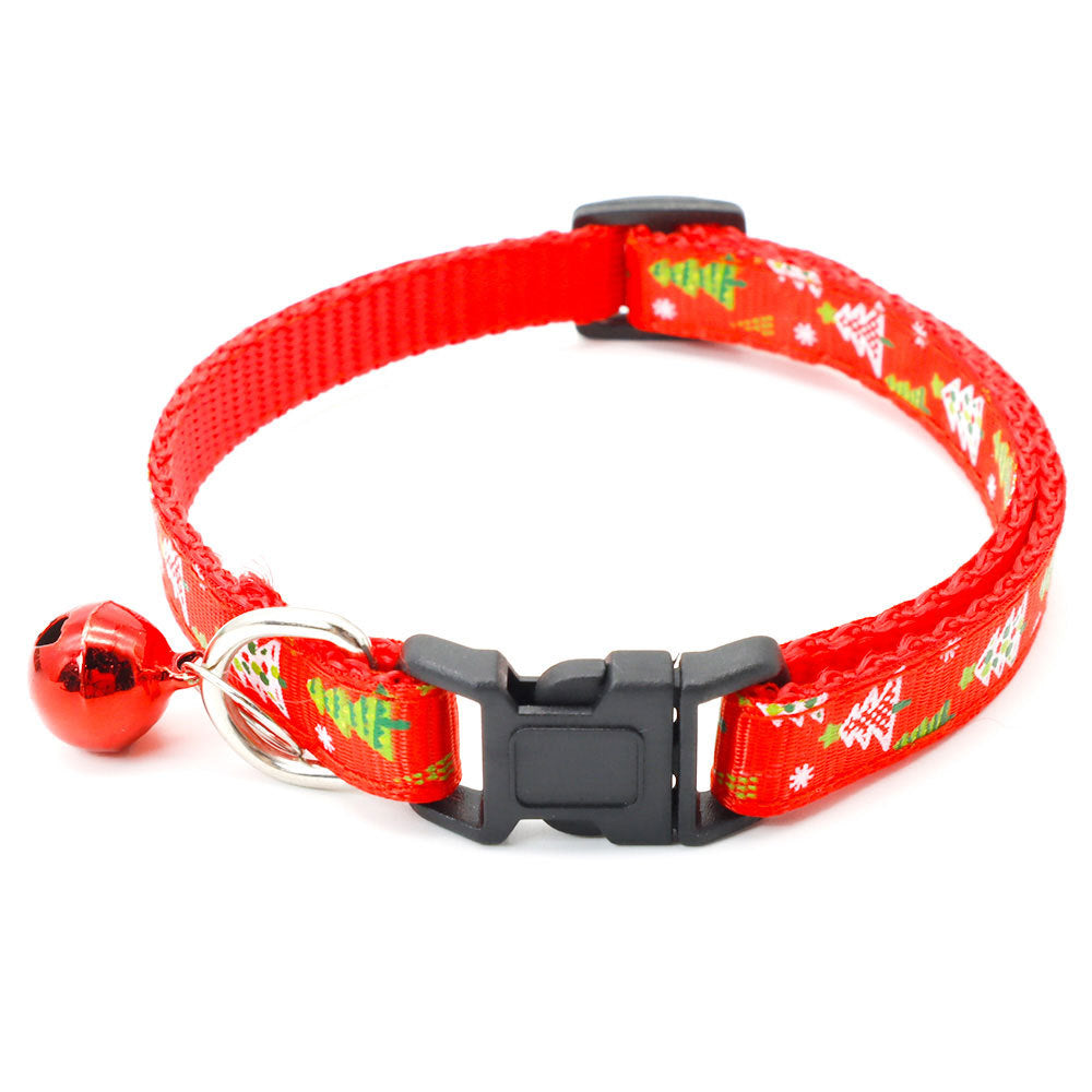 1pc Pet Collars Delicate Safety Casual Nylon Dog Collar with Bell Chrismas Neck Strap Fashion Adjustable Pet Cat Dog Collar