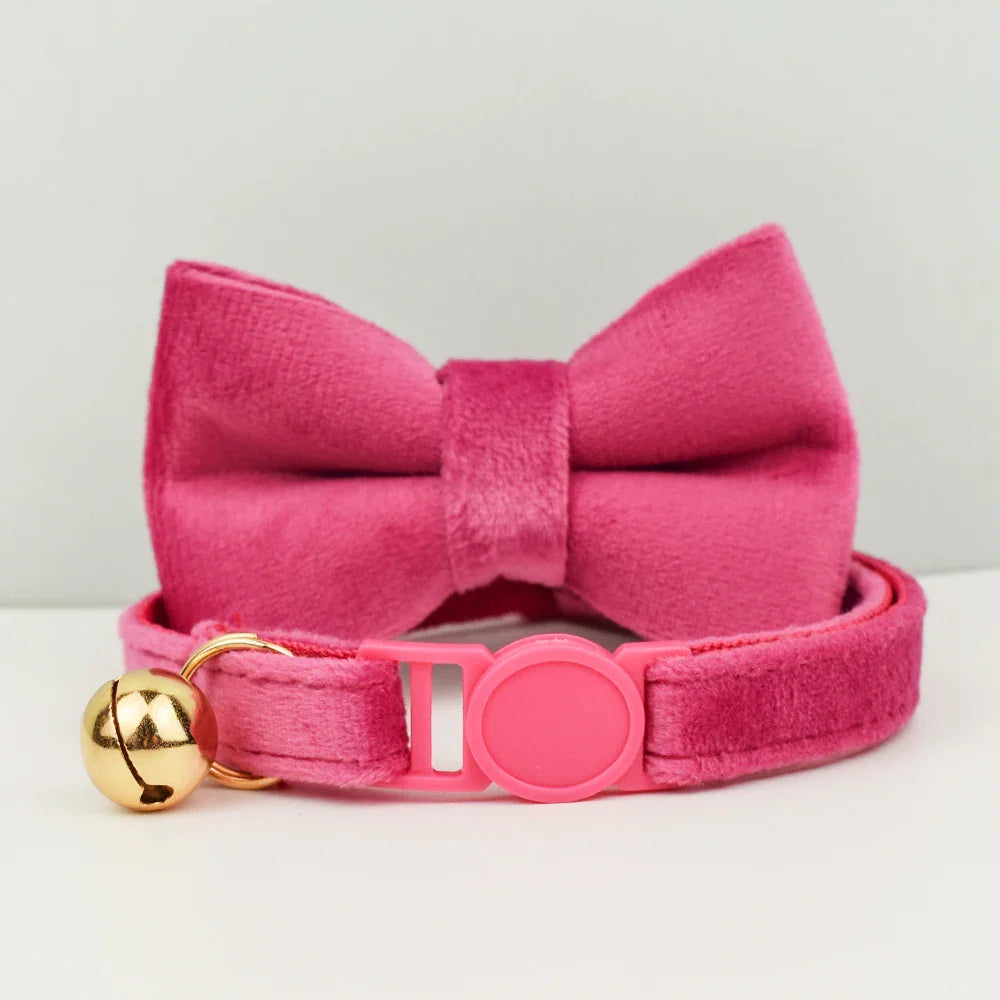 Cat Collar Bowknot Adjustable Safety  pet collar Velvet cat collar Prevent cats from choking