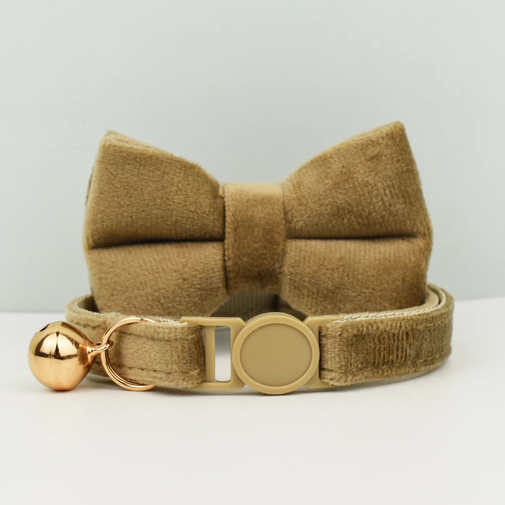 Cat Collar Bowknot Adjustable Safety  pet collar Velvet cat collar Prevent cats from choking