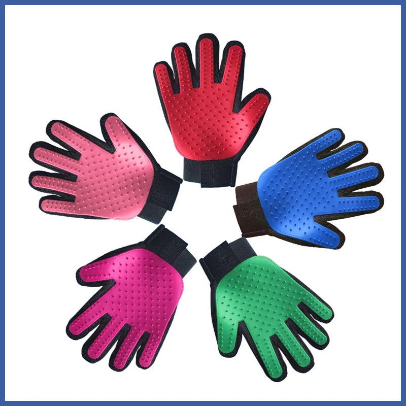 DualPet Pet Grooming Glove for Dog Cats Glove Pet Hair Deshedding Brush Comb Glove Pet Dog Cleaning Massage Glove Accessories