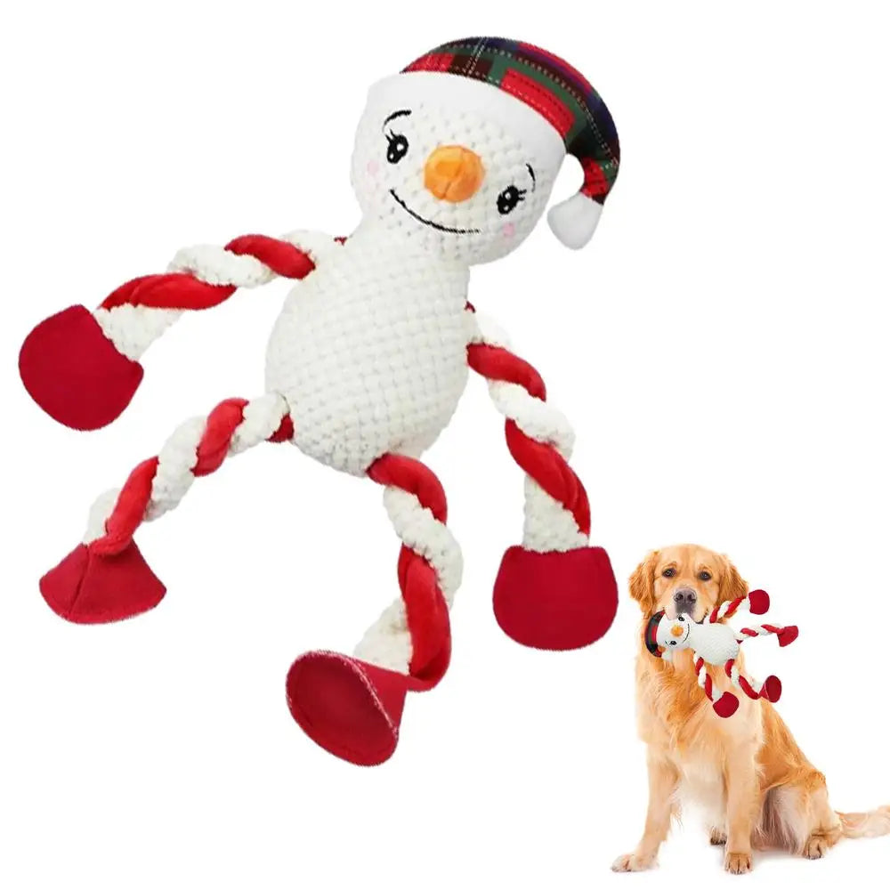 Christmas Squeaky Plush Dog Chew Toy - Holiday Treat Toy for Small Dogs & Cats