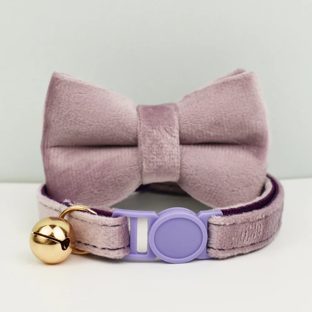 Cat Collar Bowknot Adjustable Safety  pet collar Velvet cat collar Prevent cats from choking