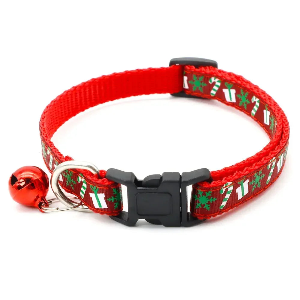 1pc Pet Collars Delicate Safety Casual Nylon Dog Collar with Bell Chrismas Neck Strap Fashion Adjustable Pet Cat Dog Collar