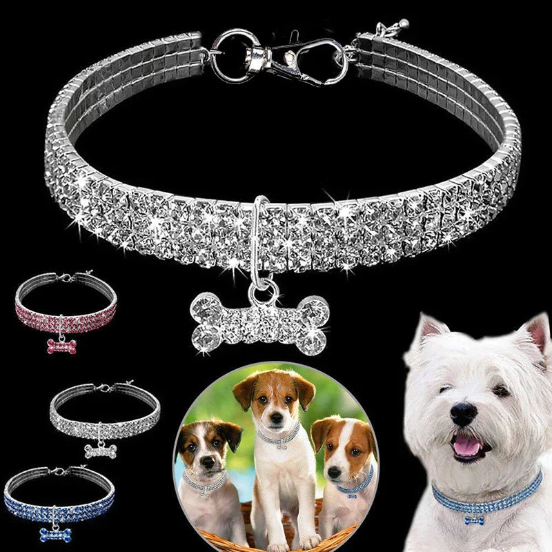 Bling Crystal Dog Collar Diamond Puppy Pet Shiny Full Rhinestone Necklace Collar Collars For Pet Little Dogs Supplies S/M/L