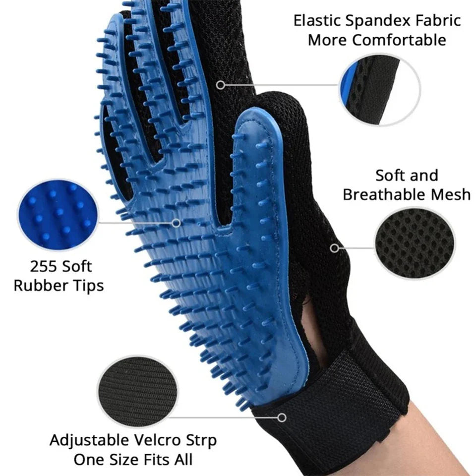 DualPet Pet Grooming Glove for Dog Cats Glove Pet Hair Deshedding Brush Comb Glove Pet Dog Cleaning Massage Glove Accessories