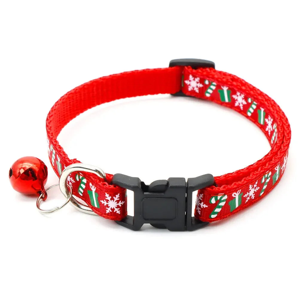 1pc Pet Collars Delicate Safety Casual Nylon Dog Collar with Bell Chrismas Neck Strap Fashion Adjustable Pet Cat Dog Collar