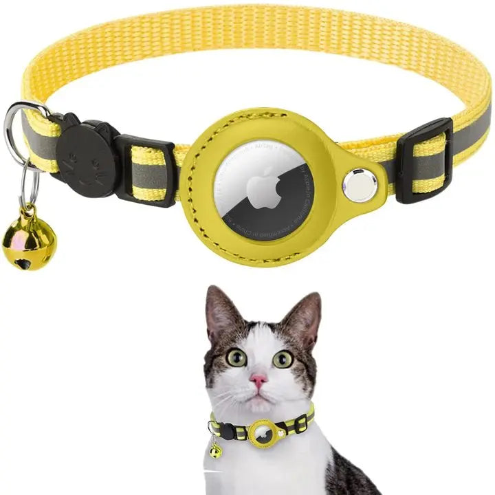 Anti-Lost Cat Collar for Airtag GPS Tracker Protective Case With Bell Reflective Cats Necklace Kitten Accesories Pet Products