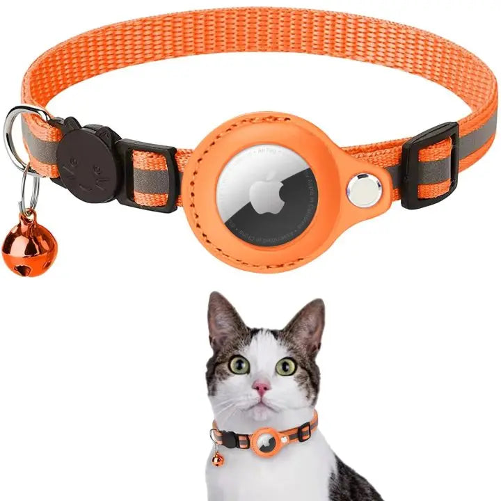 Anti-Lost Cat Collar for Airtag GPS Tracker Protective Case With Bell Reflective Cats Necklace Kitten Accesories Pet Products