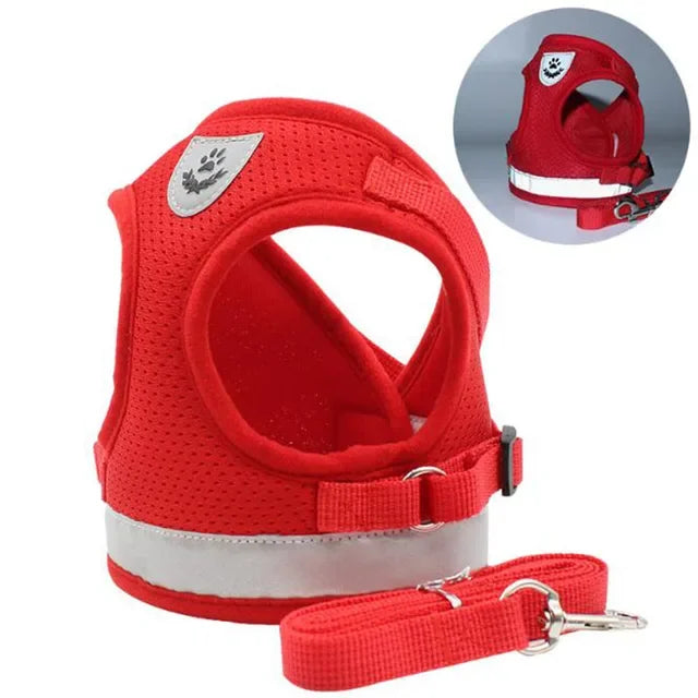 Vest Harness Leash Adjustable Mesh Vest Dog Harness Collar Chest Strap Leash Harnesses With Traction Rope XS/S/M/L/XL