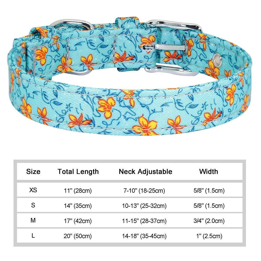 12 Styles Nylon Floral Printed Dog Collar Bohemian Small Puppy Cat Collars Adjustable Chihuahua Collar Pet Supplies Accessories