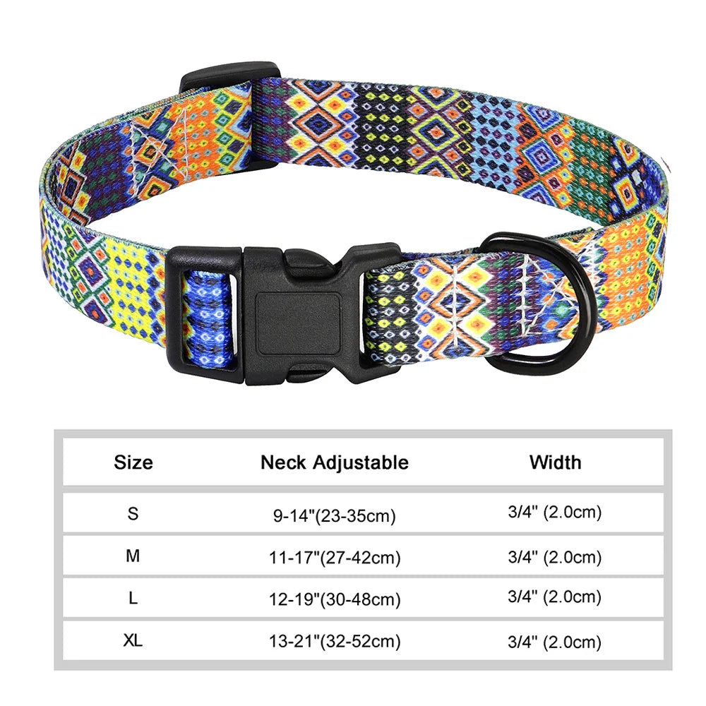 12 Styles Nylon Floral Printed Dog Collar Bohemian Small Puppy Cat Collars Adjustable Chihuahua Collar Pet Supplies Accessories