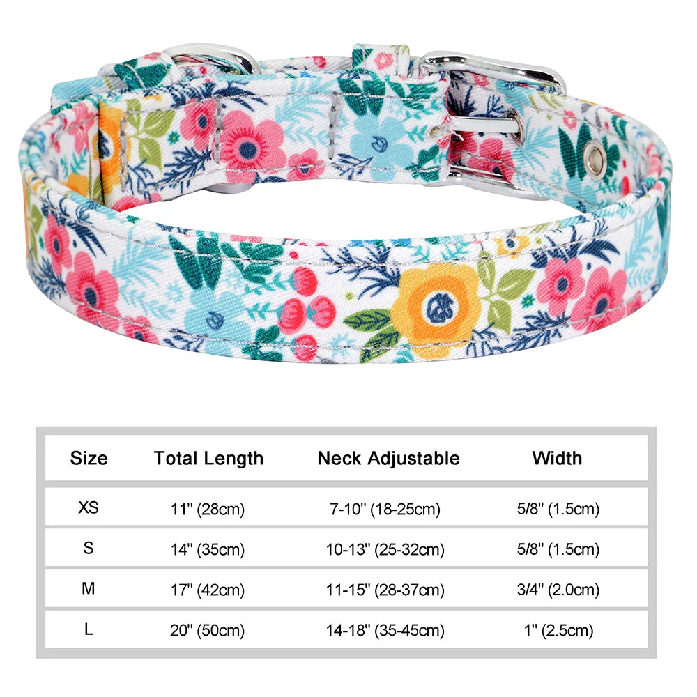 12 Styles Nylon Floral Printed Dog Collar Bohemian Small Puppy Cat Collars Adjustable Chihuahua Collar Pet Supplies Accessories