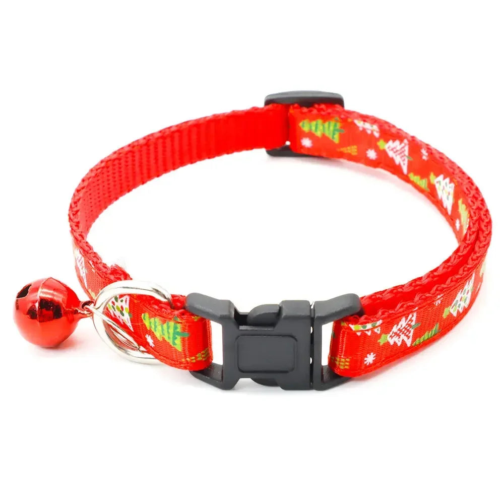 1pc Pet Collars Delicate Safety Casual Nylon Dog Collar with Bell Chrismas Neck Strap Fashion Adjustable Pet Cat Dog Collar