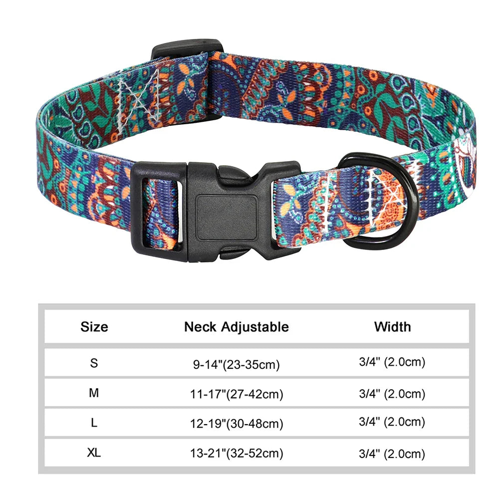 12 Styles Nylon Floral Printed Dog Collar Bohemian Small Puppy Cat Collars Adjustable Chihuahua Collar Pet Supplies Accessories