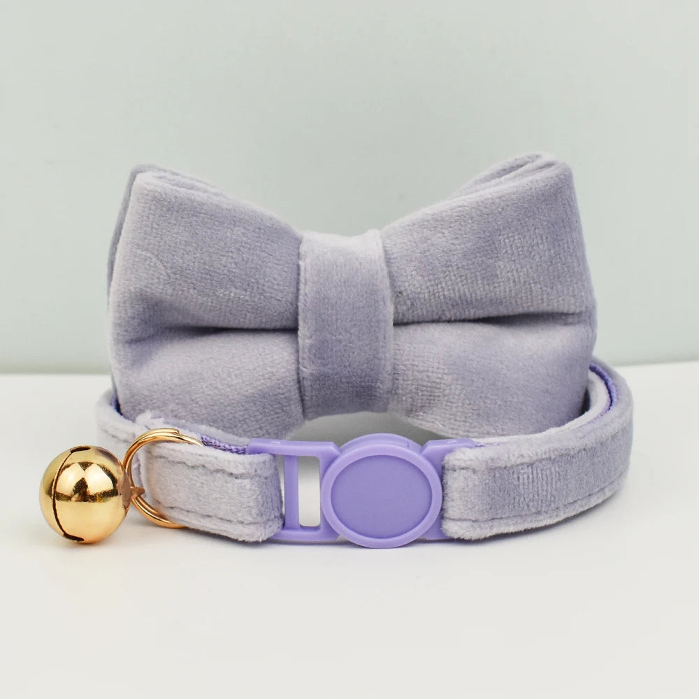 Cat Collar Bowknot Adjustable Safety  pet collar Velvet cat collar Prevent cats from choking