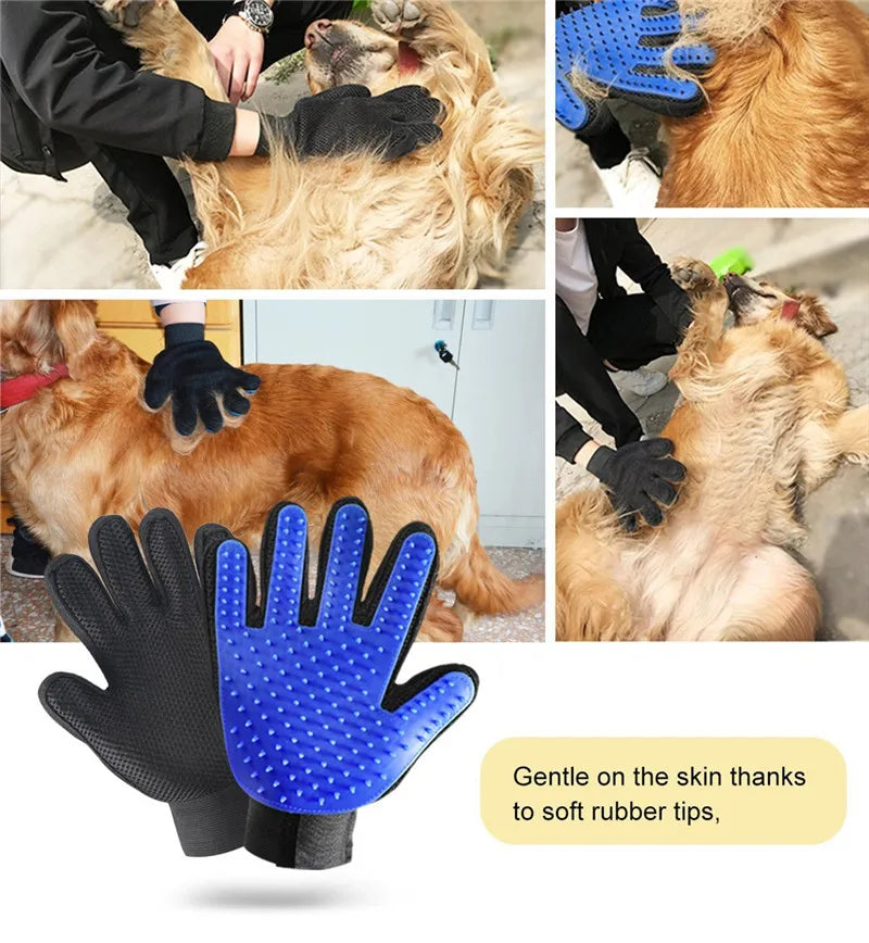 DualPet Pet Grooming Glove for Dog Cats Glove Pet Hair Deshedding Brush Comb Glove Pet Dog Cleaning Massage Glove Accessories