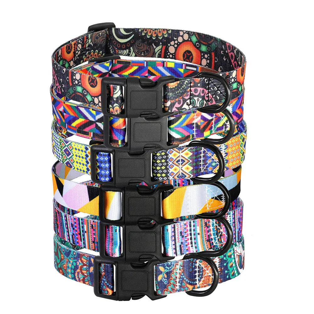 12 Styles Nylon Floral Printed Dog Collar Bohemian Small Puppy Cat Collars Adjustable Chihuahua Collar Pet Supplies Accessories